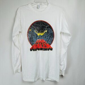Rare Vintage Van Halen Long Sleeve T Shirt Small White VH Sleeve Logos Storm